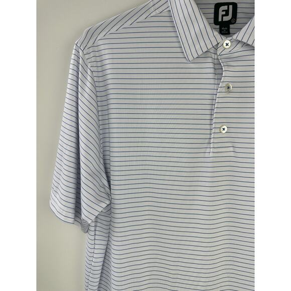 Bundle Lot of 2 Footjoy Men's Golf Polo Shirts Size Large Pinstripe Blue White - Picture 3 of 16